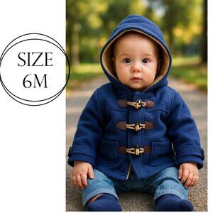 Zip Zap Baby Blue Jacket Size 6 Months 6M Hook & Eye Hoodie Hood Paddington Size